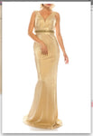 Odrella 4767 Metallic Ribbed Sleeveless Sheath Evening Gown