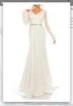 Odrella  7Y1090 Ivory Embroidered Mesh Jacquard & Crepe Evening Gown