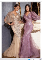 LA Divine BY Cinderella CO009 Mermaid Glitter Print Gown