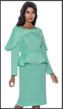 Stellar Looks 1701 Designer Church Suit Long Sleeves Crystals On The Cape Collar