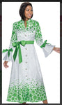 Terramina 7072 Long Sleeve Dress With Button Down Front And Ribbon Sash