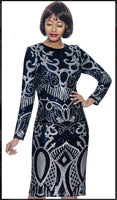 Terramina 7942 1PC Long Sleeve Dress With Etchings