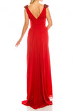 Odrella 1301 Stone Draped & Beaded Long Sheath Evening Dress