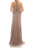 Odrella 1321 Stone Beaded Long Chiffon Drop-Waist Evening Gown