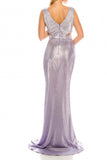 Odrella 4763 Lilac Sleeveless Surplice Sheath Evening Gown