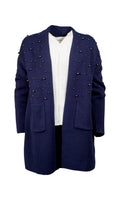 Sioni 10423 008 shrug in stretch knit with allover opalescent details. - Jazmine & Yazmine Designer Boutique